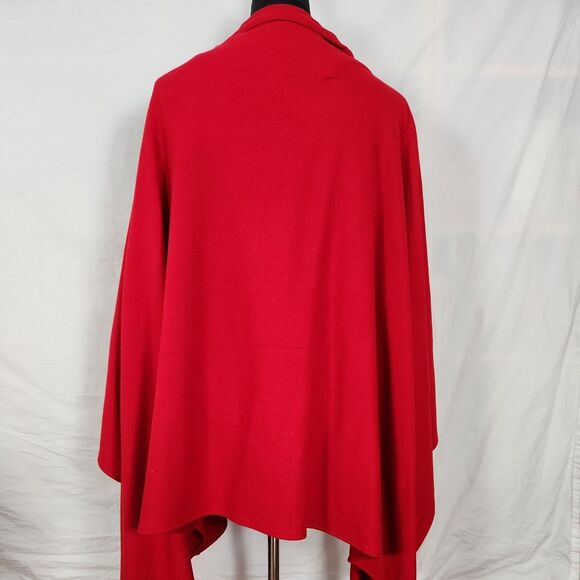 ST JOHNS BAY Wool Blend Cape 1/4 Zip Poncho Sweater One Size Red Pockets - Picture 7 of 11
